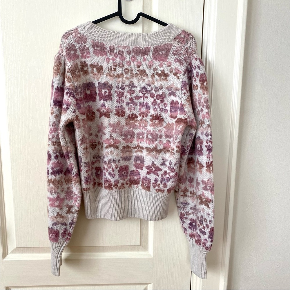 $395 LoveShackFancy Kirsten Wool/Alpaca Printed Pullover Ribbed Sweater size M - Picture 11 of 14